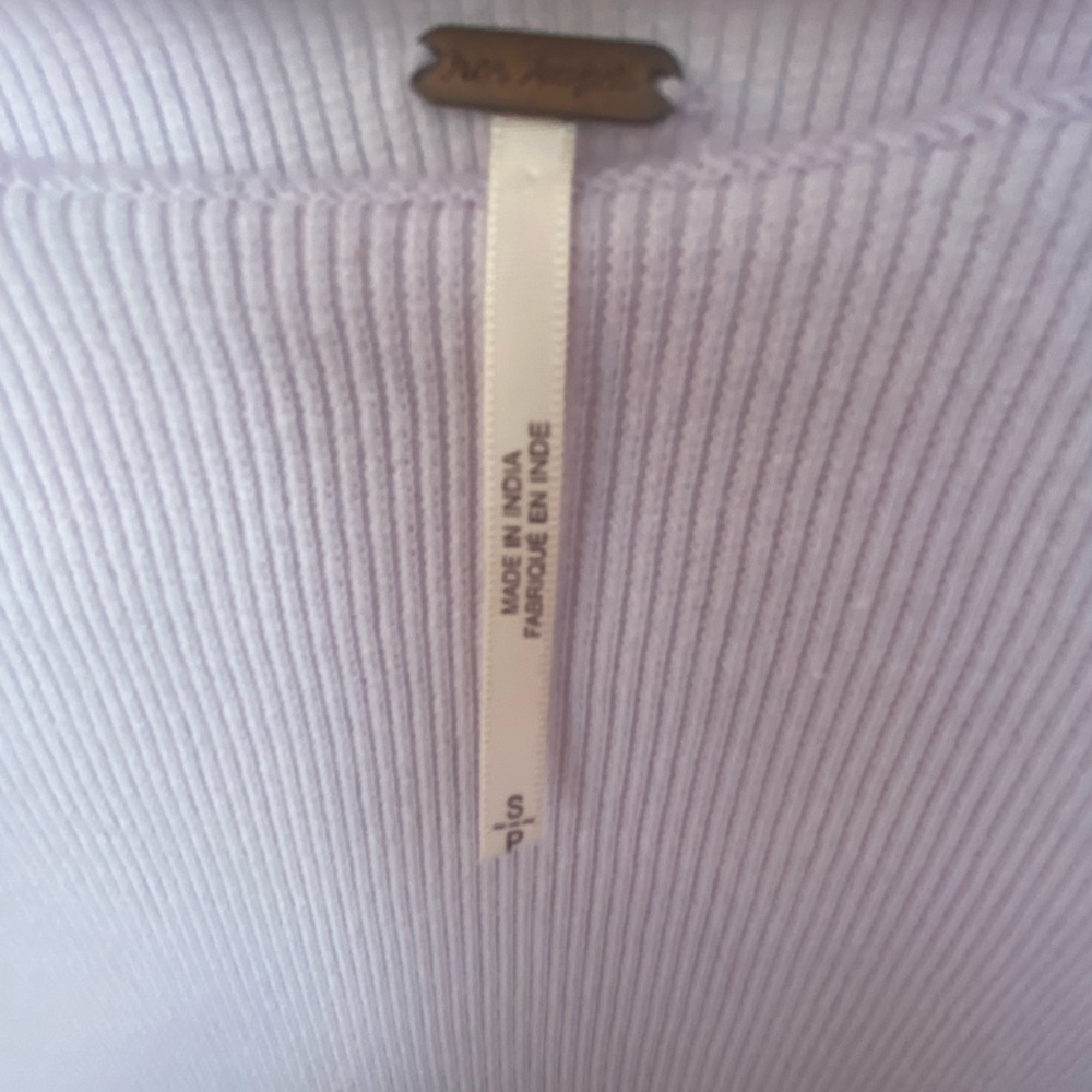 Free People Romantic Lilac Long Sleeve Top with Mesh Shoulders Floral Embroidery - Picture 4 of 9